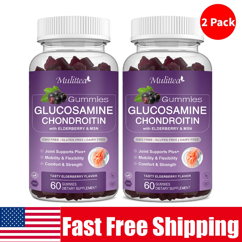 2x Glucosamine Chondroitin With MSM & Elderberry Gummies Bone & Joint Support