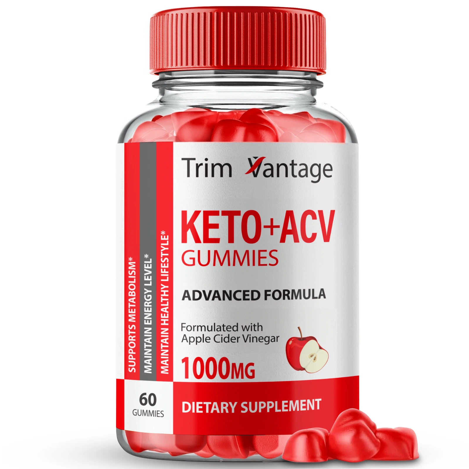 Trim Vantage Keto ACV Gummies, TrimVantage ACV Max Strength Supplement (1 Pack)
