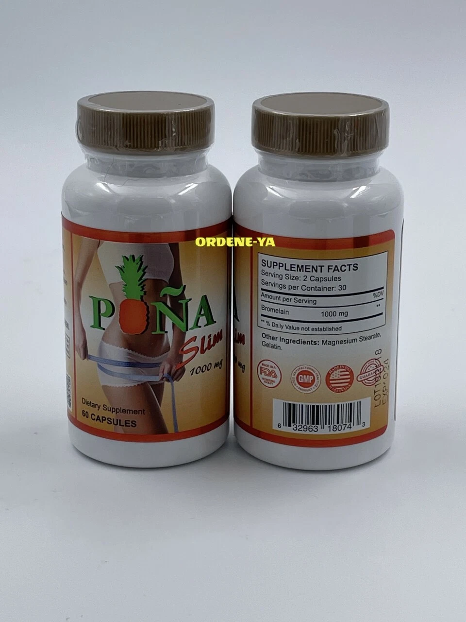 PINA SLIM 60 CAP 1000 mg Slimming Pineapple Weight Loss Pills Diet Control Slim