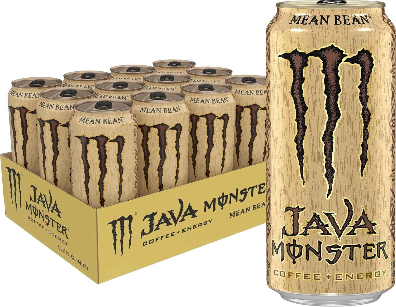 Monster Energy Java Monster Mean Bean Coffee + Energy Drink 15 Fl Oz Pack of 12