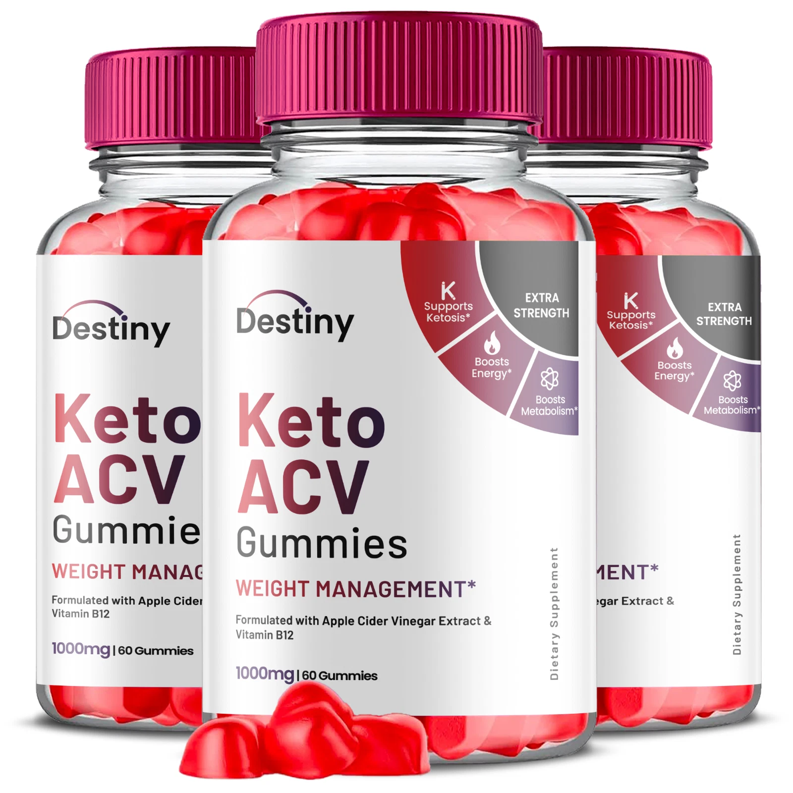 (3 Pack) Destiny Keto ACV Gummies for Weight Loss and Fat Burning (180 Gummies)