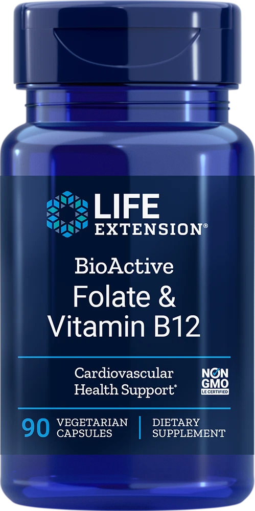 Life Extension BIOACTIVE FOLATE VITAMIN B12 90 VegCaps (Lot of 2)