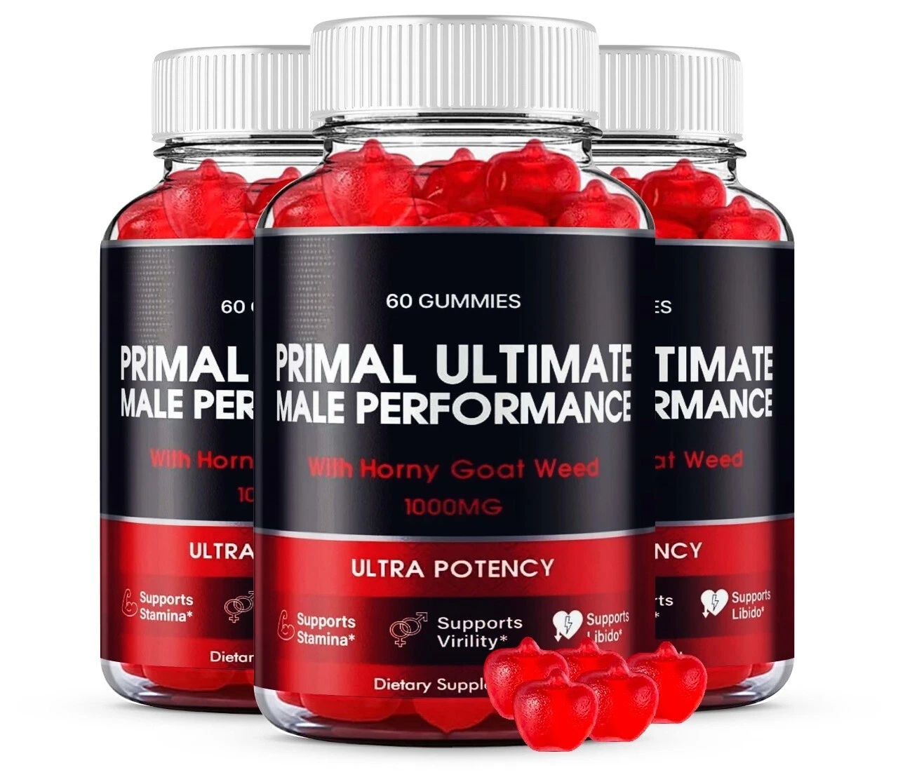 (3 Pack) Primal Ultimate Male Performance Gummies, Enhancement Gummy for Men