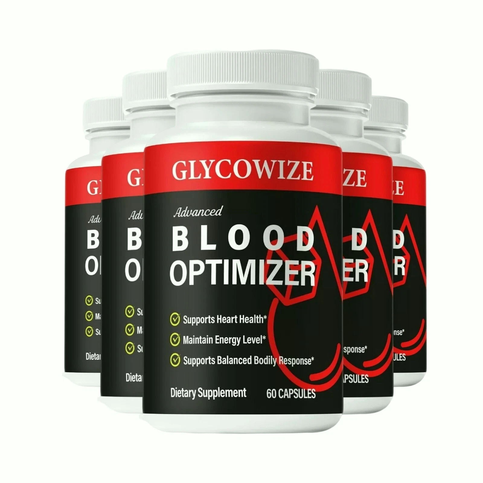 5-Pack Glycowize Blood Optimizer - Glyco Wize Blood Support Pills (300 Capsules)