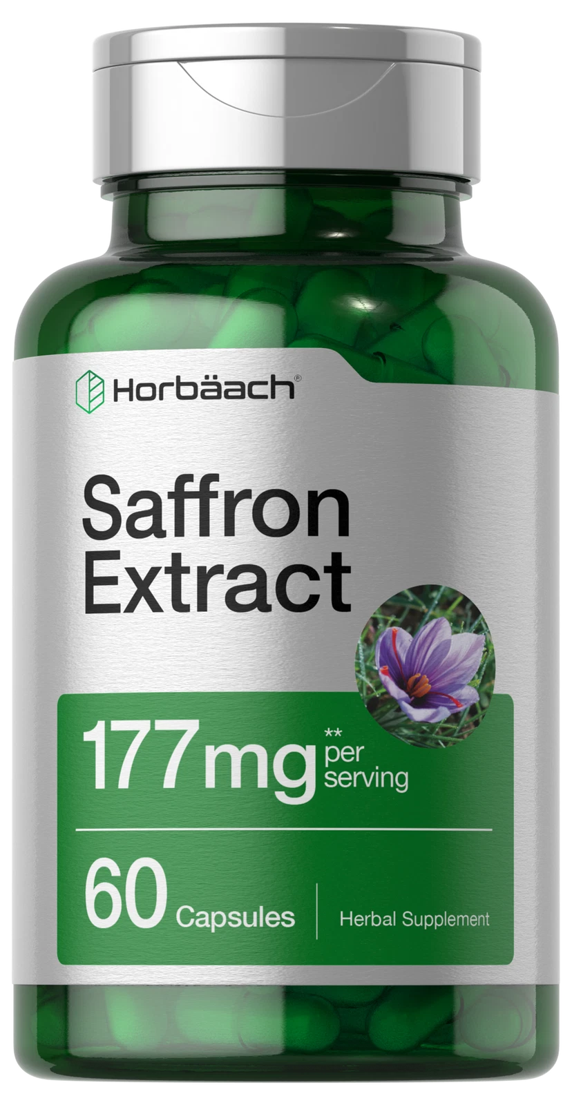 Saffron Extract Capsules | 177mg | 60 Count | Non-GMO, Gluten Free | by Horbaach