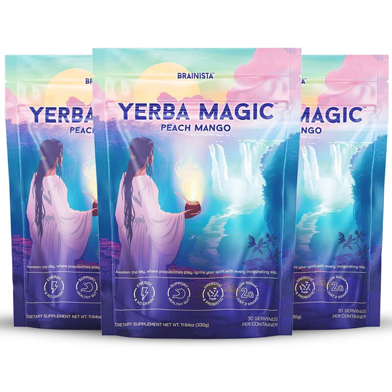 Yerba Magic Yerba Mate Instant Tea Powder - Peach Mango Flavors, 30 Servings USA