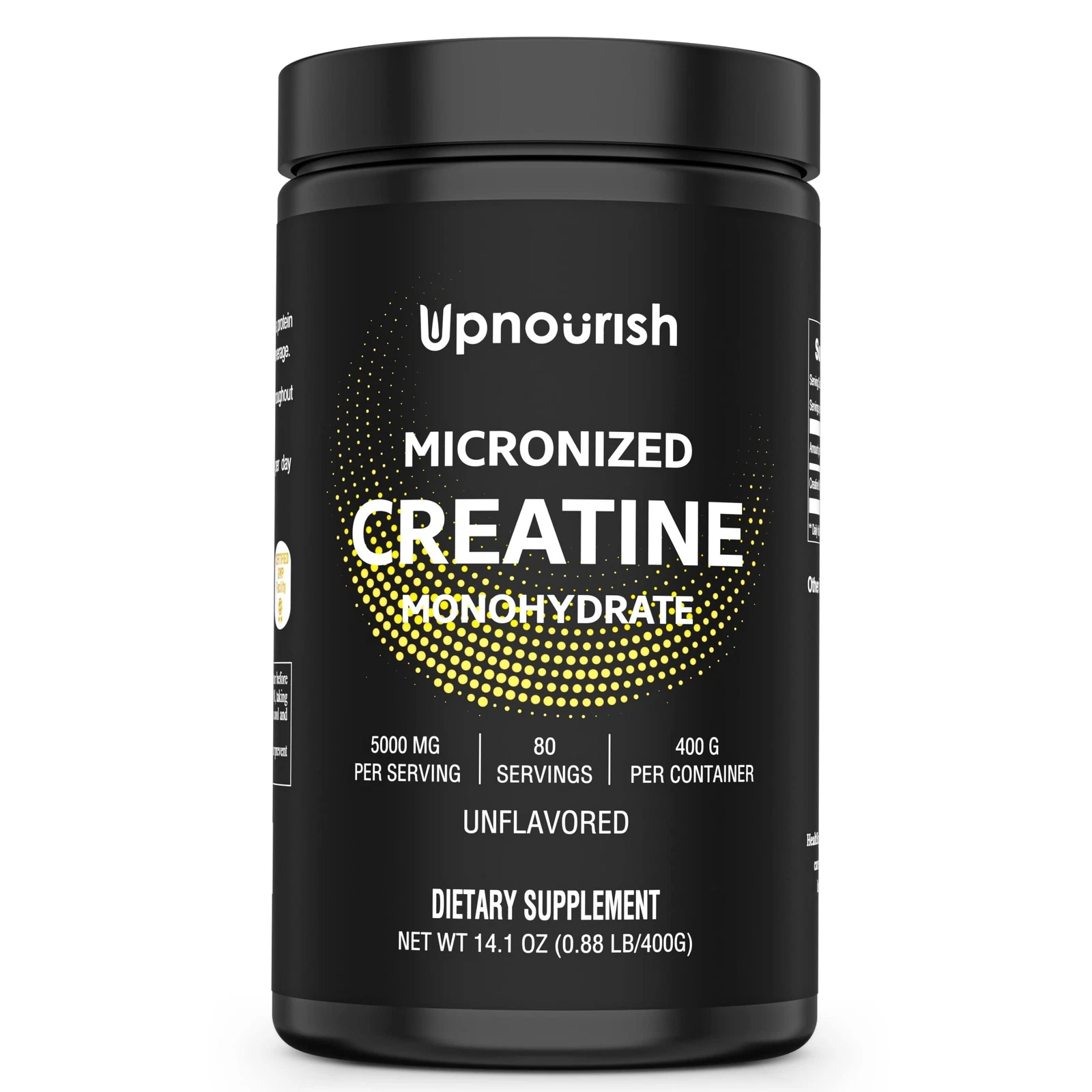 UpNourish Micronized Creatine Monohydrate Powder 400 G - Unflavored Vegan for...