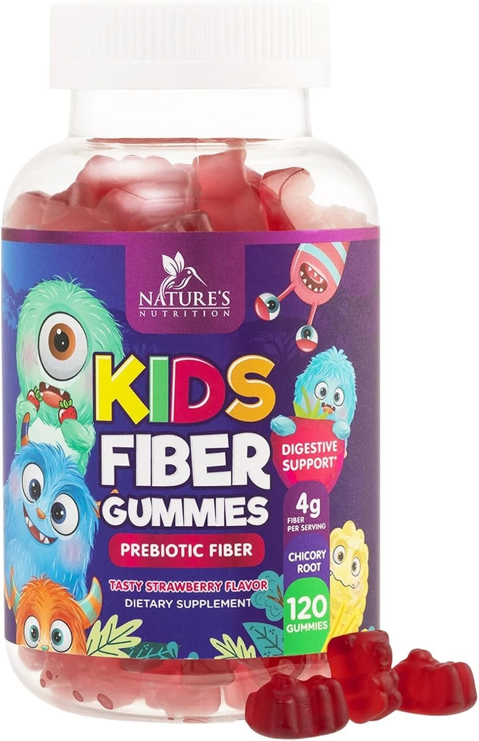 Fiber Gummies for Kids - Daily 4g Gummy Fiber Supplement for Prebiotic Digestive