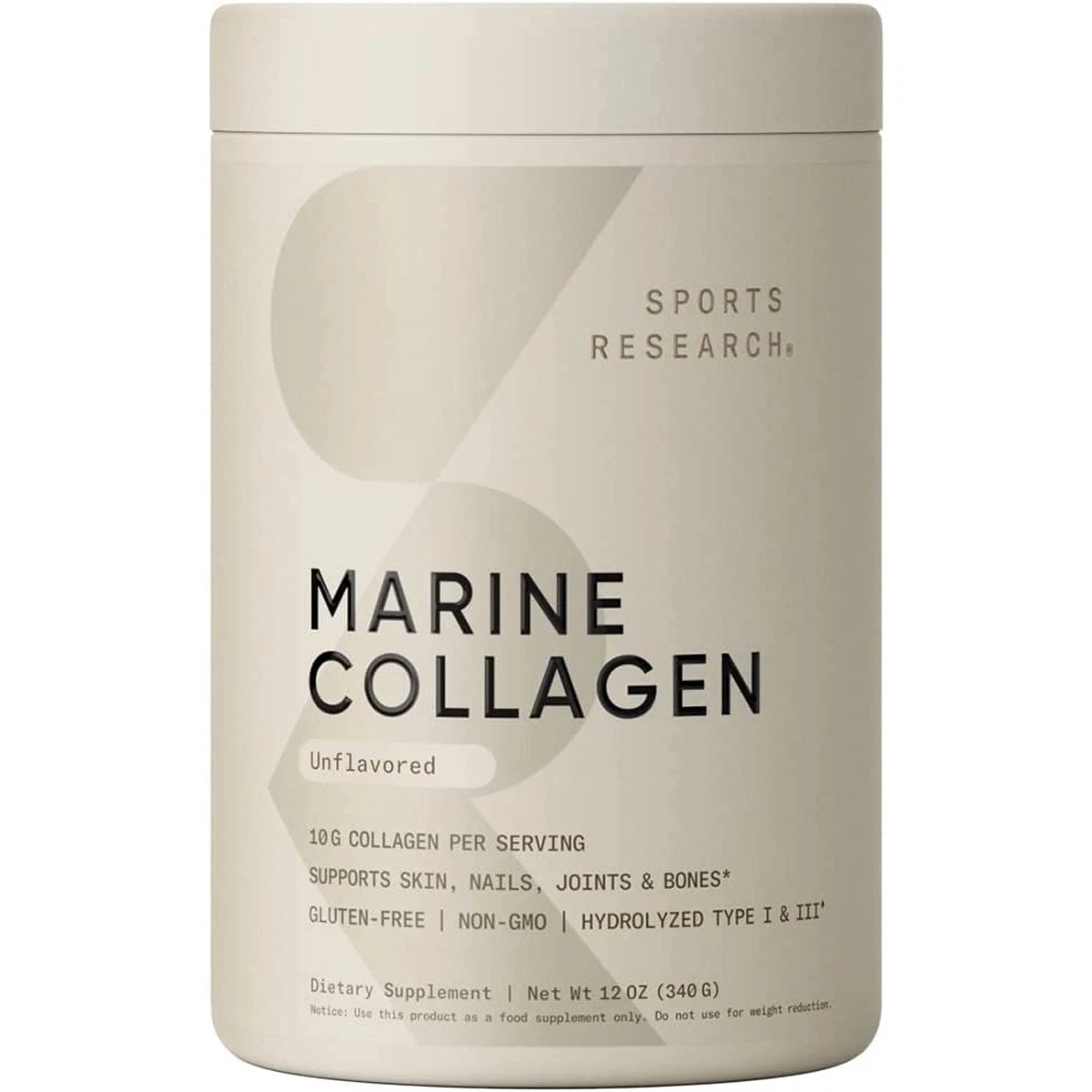 Sports Research Marine Collagen Peptides Supplement - 34 Servings - Unflavored