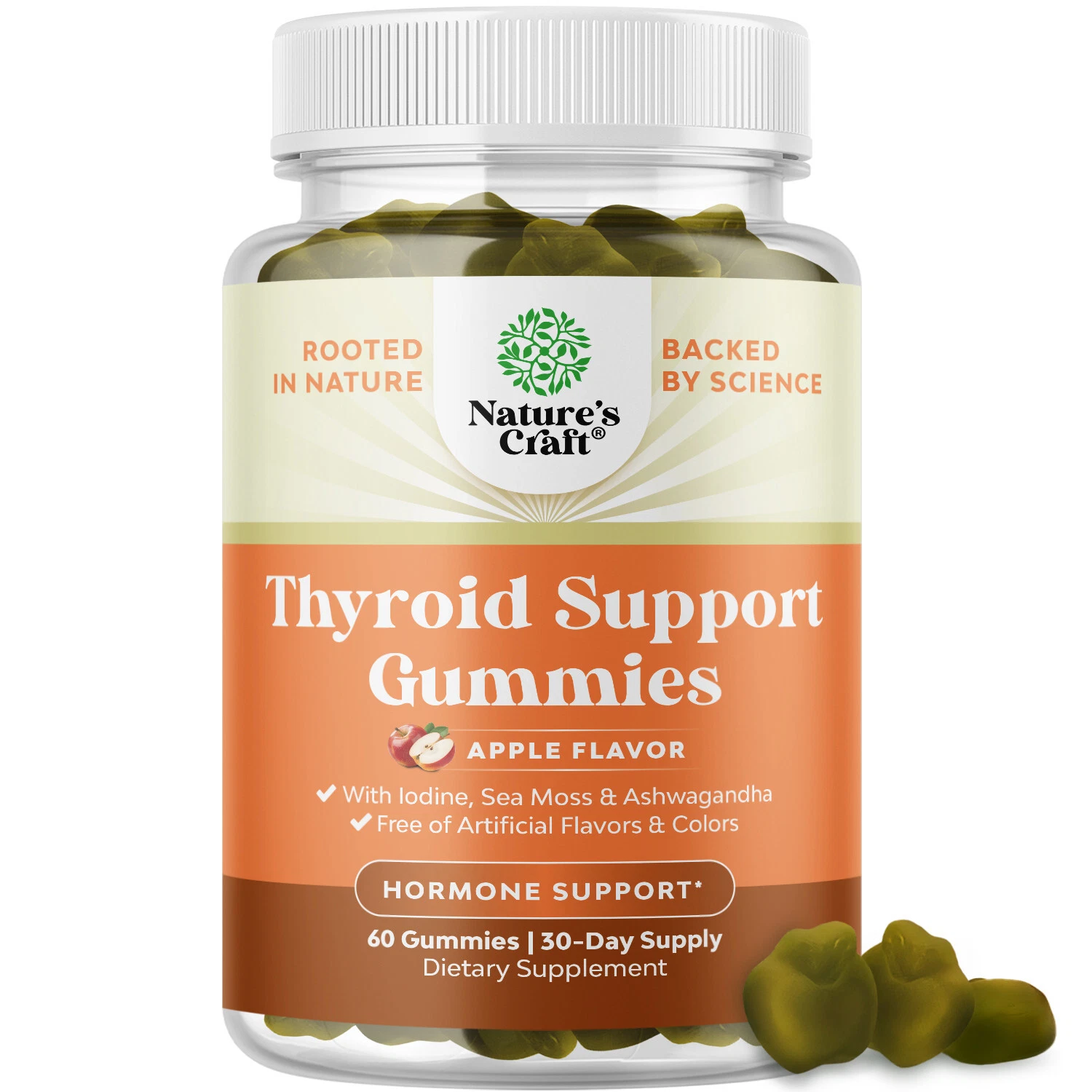 Vegan Thyroid Gummies with Sea Moss for Comprehensive Thyroid Support 60ct