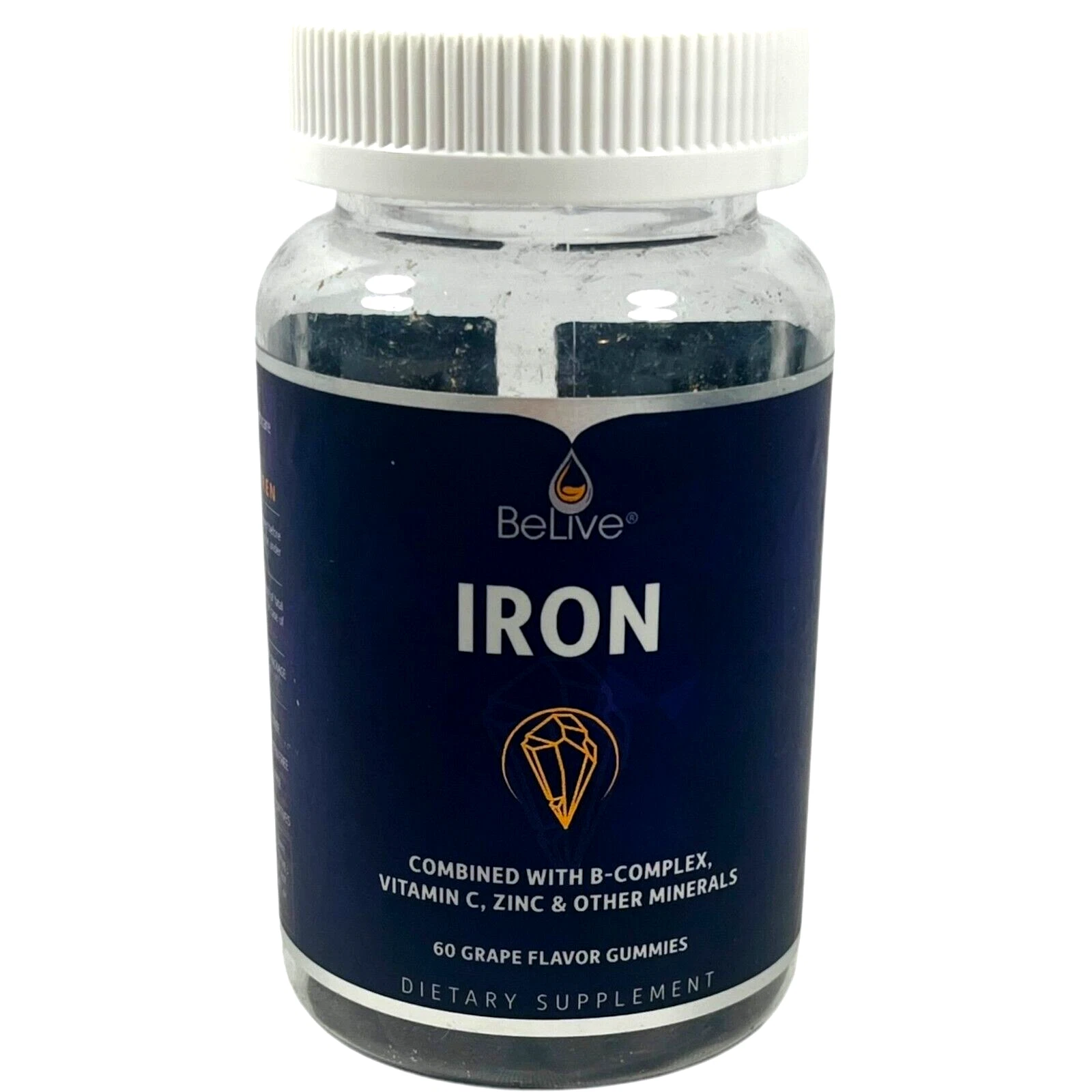 BeLive Iron Gummies + B Complex C Zinc - Grape - 60 Count - EX 03/25