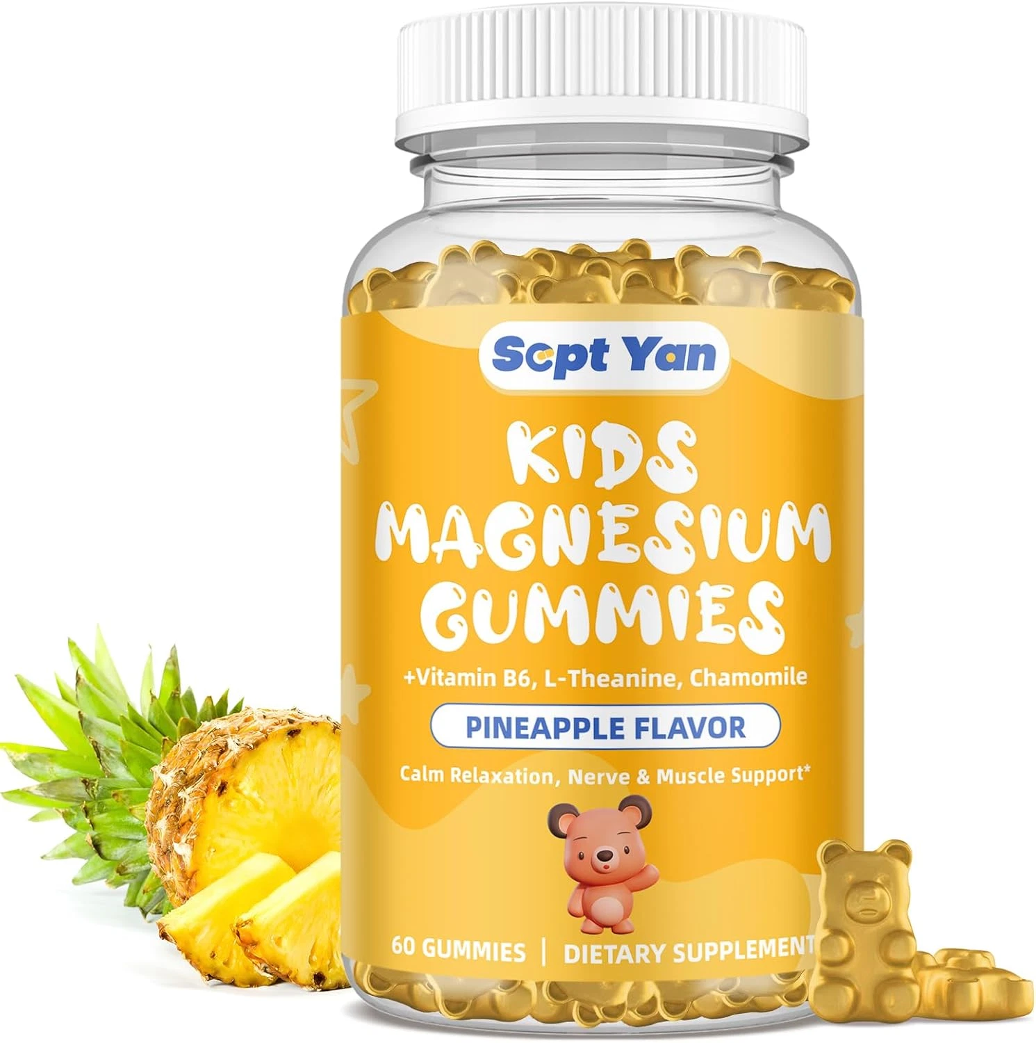 Magnesium Gummies for Kids - Magnesium Citrate Supplement with Vitamin B6, L-...
