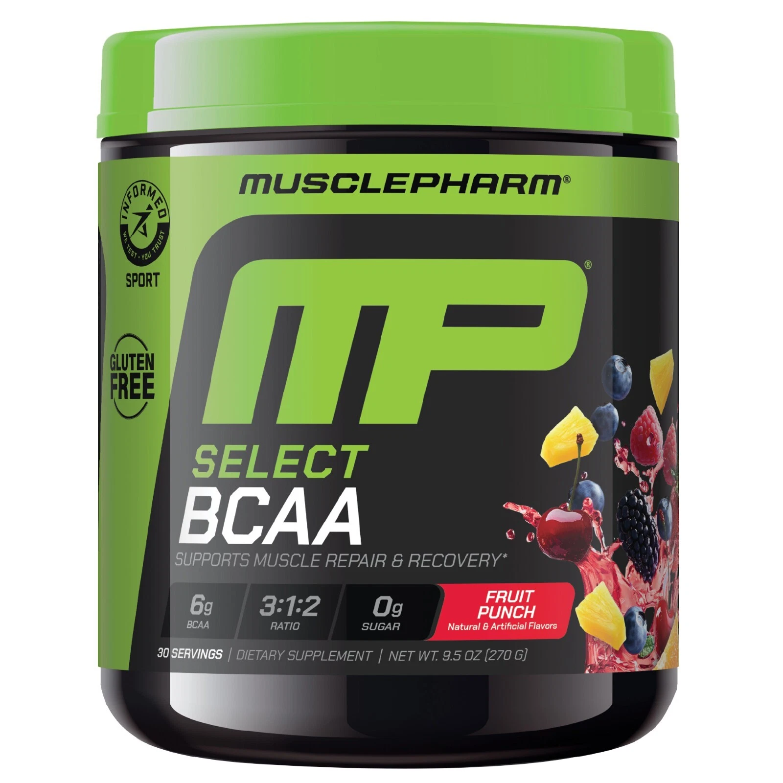 MusclePharm Essentials BCAA Powder - 30 Servings, Fruit Punch