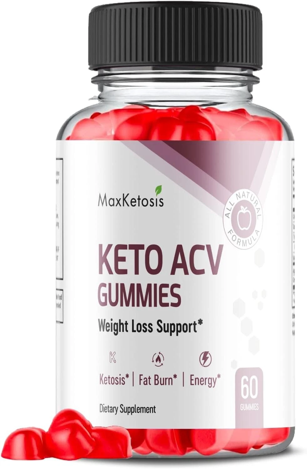1 Pack - Max Ketosis ACV Keto Gummies - Vegan, Weight Loss Supplement - 60 Gums