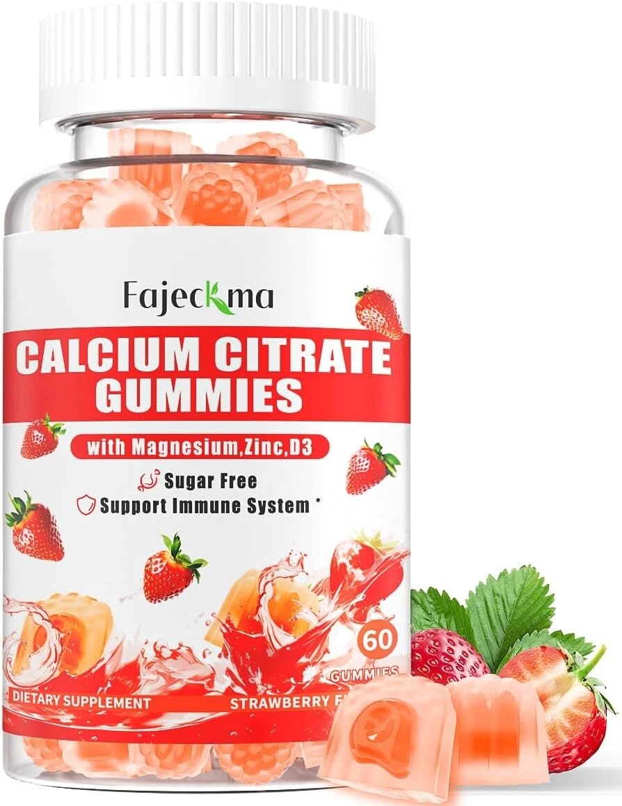 Calcium Citrate Gummies for Women Men: 1200 Calcium Magnesium Zinc with Vitam...