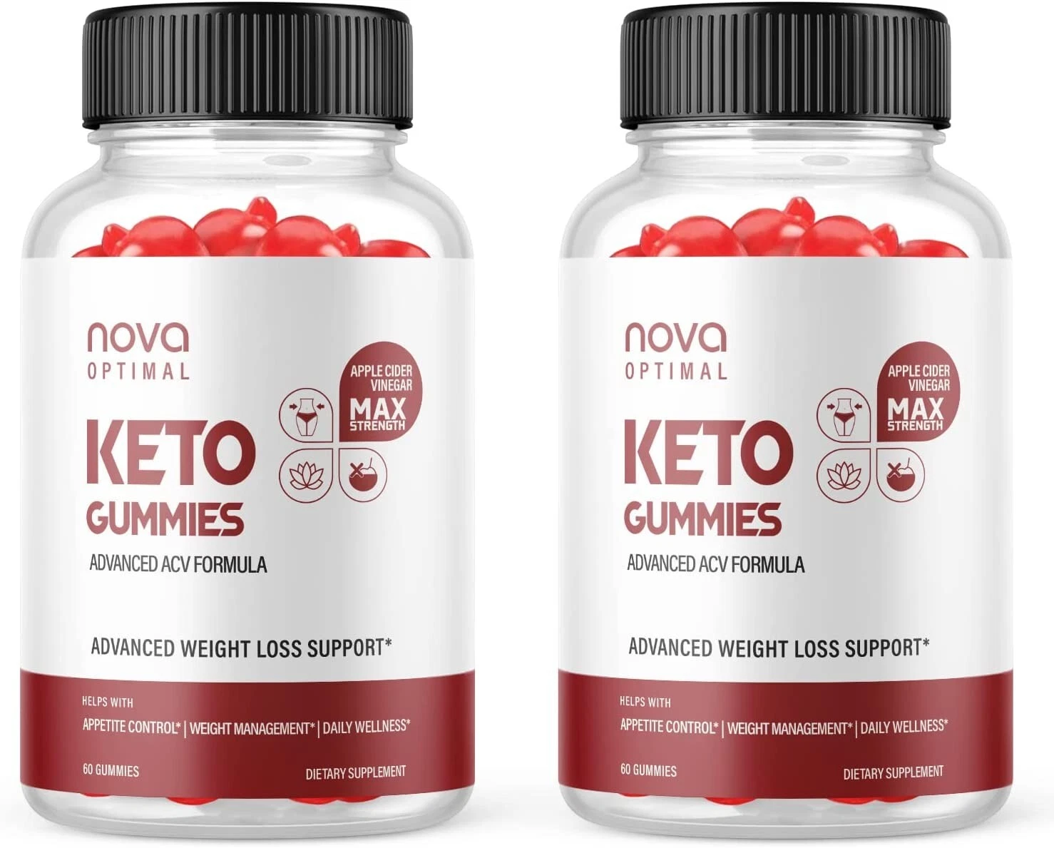 2-Nova Optimal Keto ACV Gummies, Weight Loss, Fat Burner, Appetite Suppressant