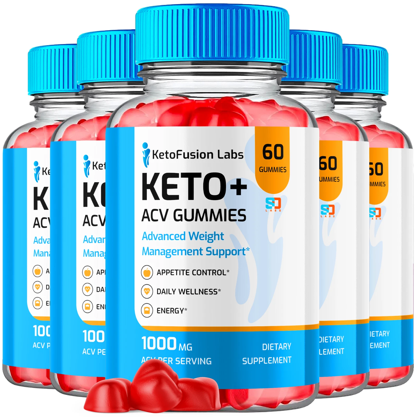 KetoFusion Labs Keto+ACV Gummies for Weight Management and Energy (5 Pack)