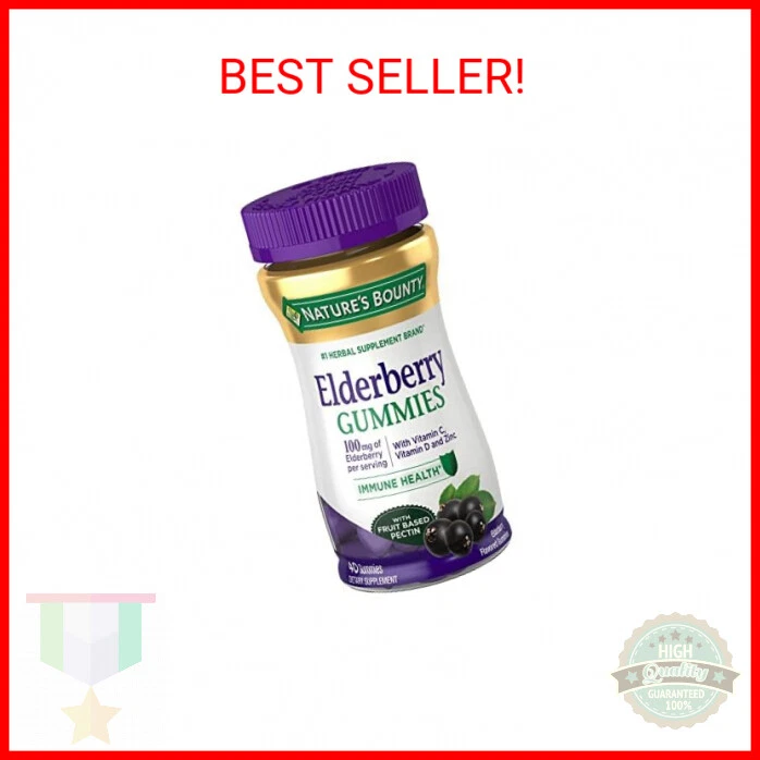 Nature's Bounty Elderberry Gummies, Immune Support, Contains Vitamin A, C, D, E