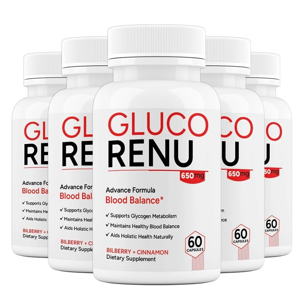 Gluco Renu Blood Sugar Balance Support, Advanced Blood Health Capsules (5 Pack)