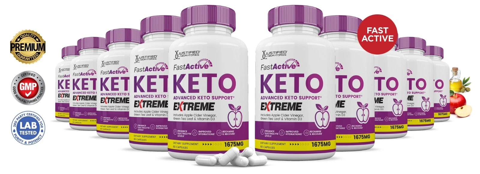 Fast Active Keto ACV Extreme Pills 1675MG Stronger Thn Gummy Keto Support 10Pck