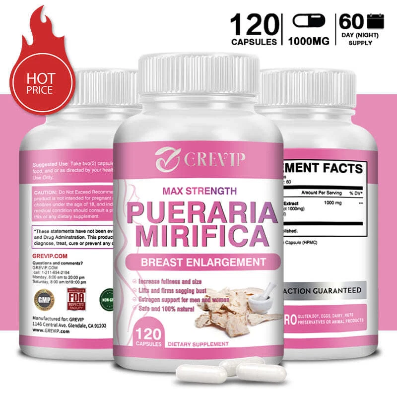 120pcs Pueraria Mirifica 1000mg - Breast Butt Female Body Enhancement Support