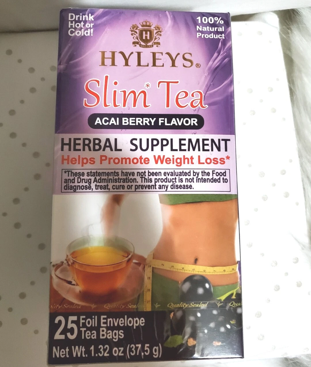 Hyleys Slim Tea Acai Berry Flavor Weight Loss Herbal Supplement Cleanse & Detox