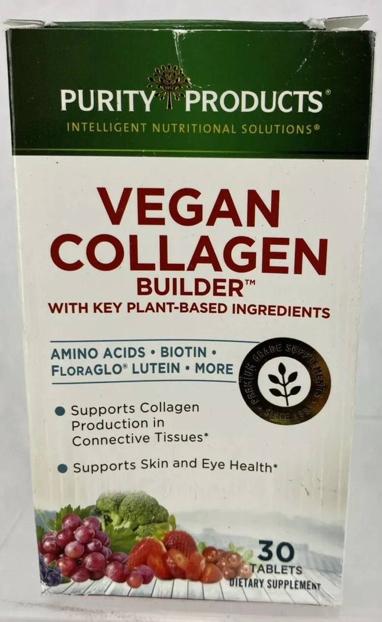 Purity Product Vegan Collagen Builder 30 tablets Biotin Lutein Skin Eye Ex 09/25