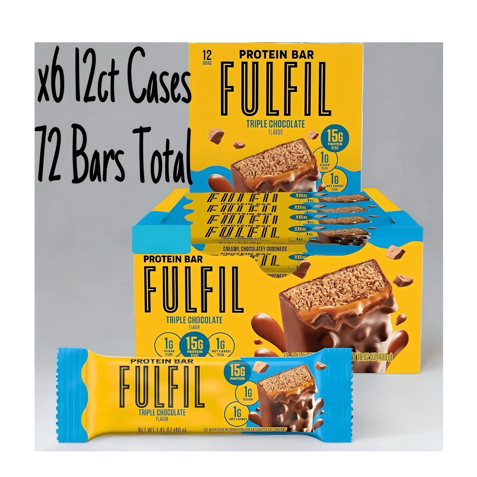 FULFIL Vitamin & Protein Bar: Triple Chocolate Flavor 05/31/25 72Ct Total Bars