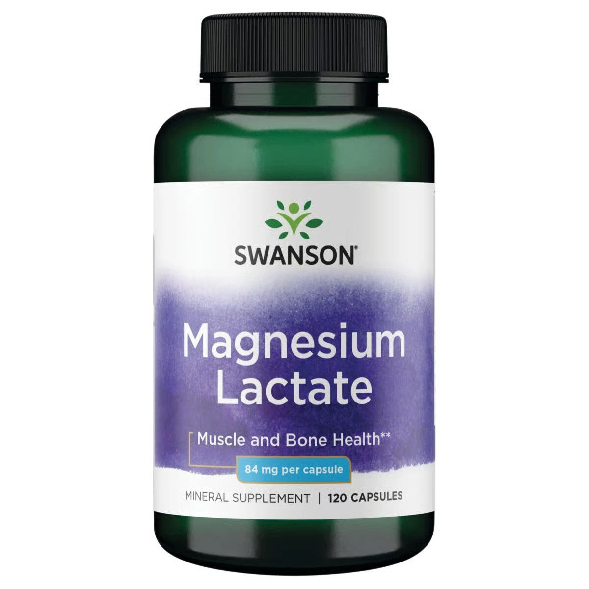 Swanson Magnesium Lactate Lactose-Free Mineral Supplement (120 Caps, 84mg Each)