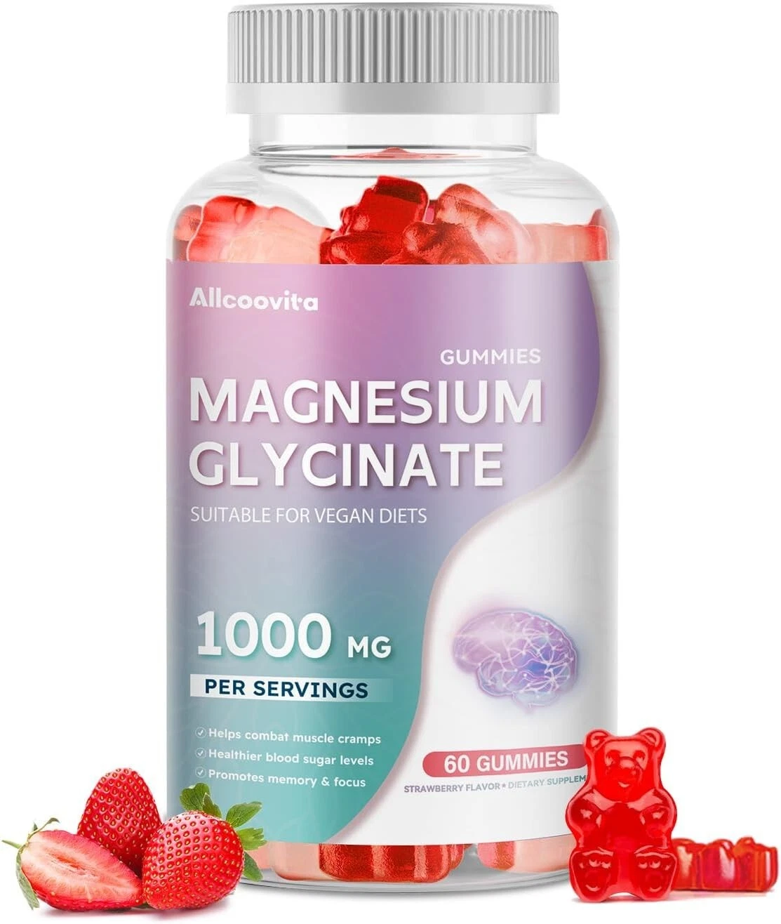 Magnesium Glycinate Gummies 1000mg - Sugar Free Magnesium Potassium Supplemen...