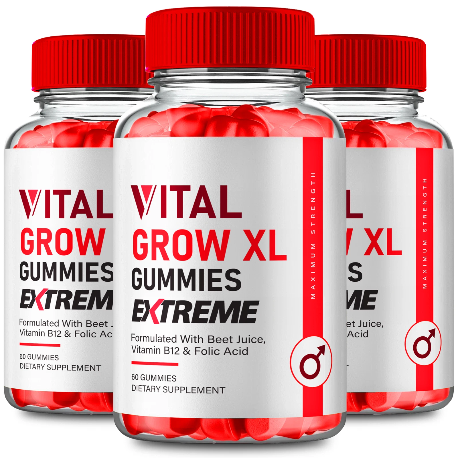 (3 Pack) Vital Grow XL Gummies Advanced Strength VitalGrow XL (180 Gummies)