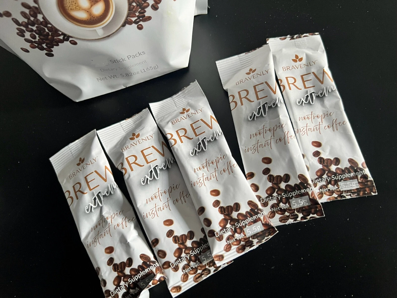 Bravenly Coffee Brew Extreme Nootropic Mushroom Coffee Beverage 5 Sticks