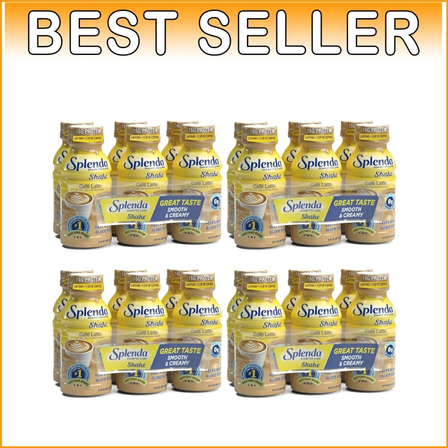 24-Pack Diabetes-Friendly Meal Replacement Shakes - 8 Fl Oz Each, Café Latte