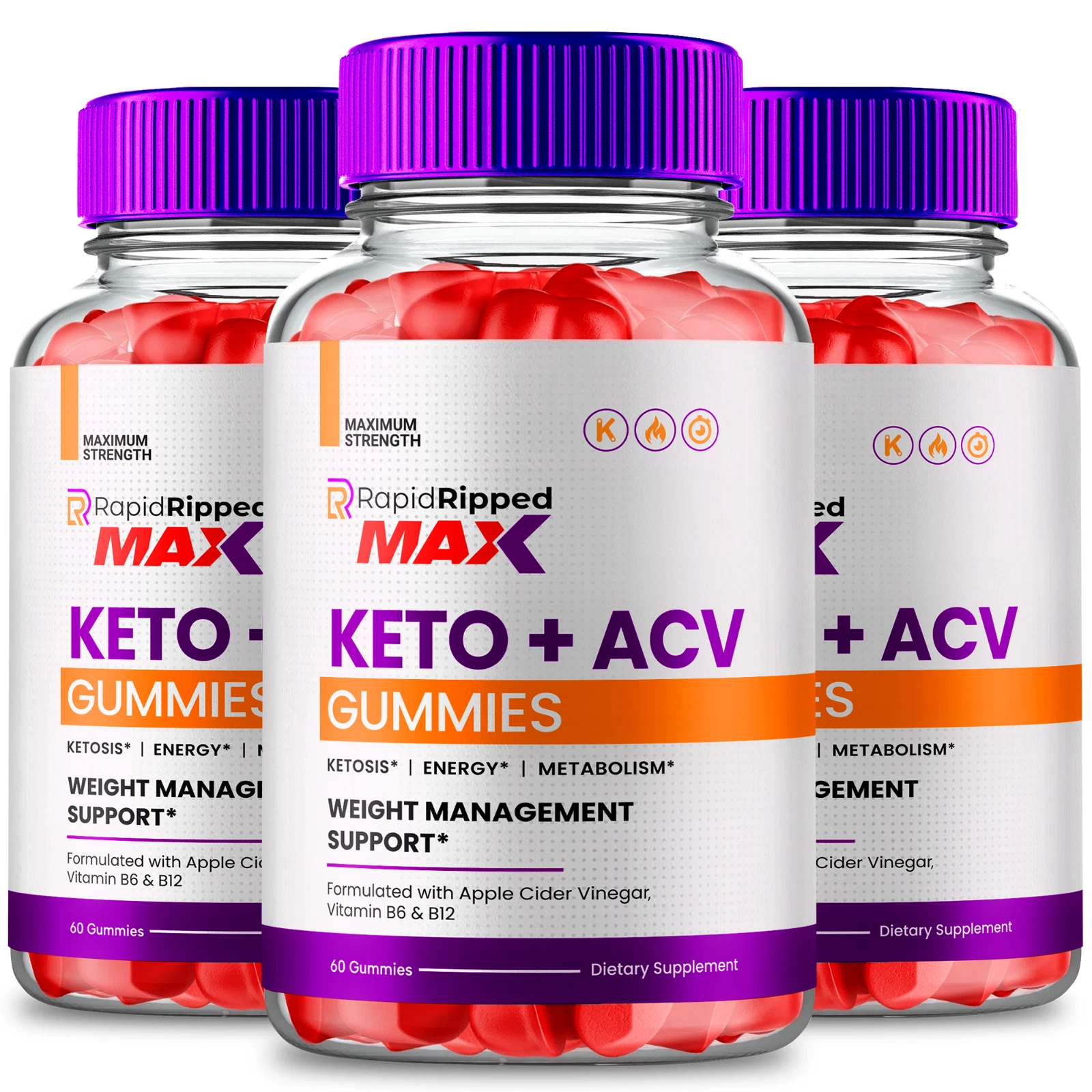 Rapid Ripped Max Keto ACV Gummies for Weight Loss & Fat Burn Gummies (3 Pack)