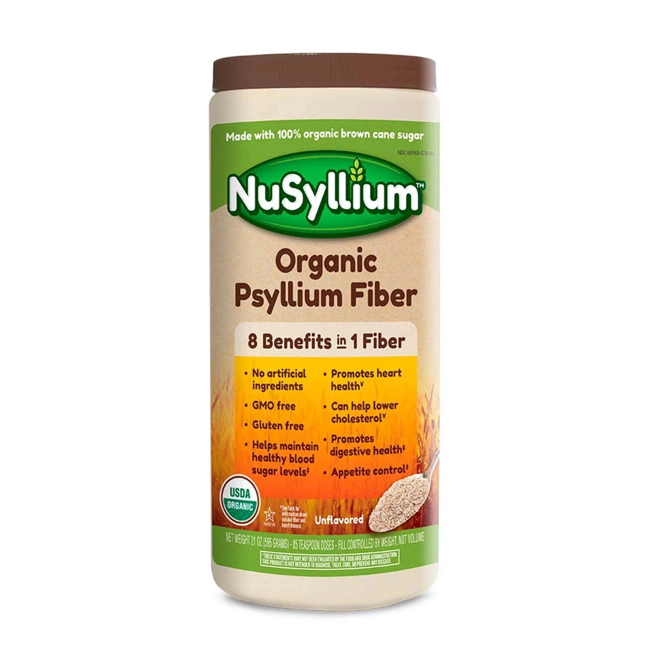 NuSyllium Organic Natural Fiber Organic Unflavored 85 Doses 21 Oz Exp 02/2026