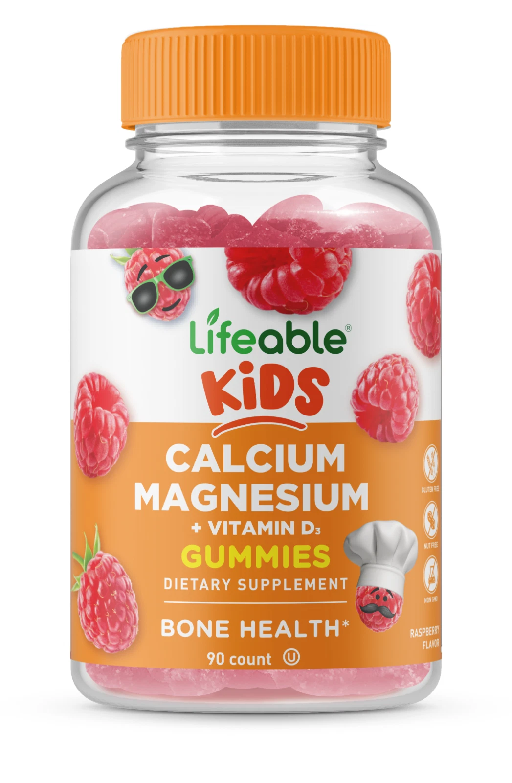Lifeable Calcium Magnesium for Kids - Raspberry Flavor Gummy - 90 Count