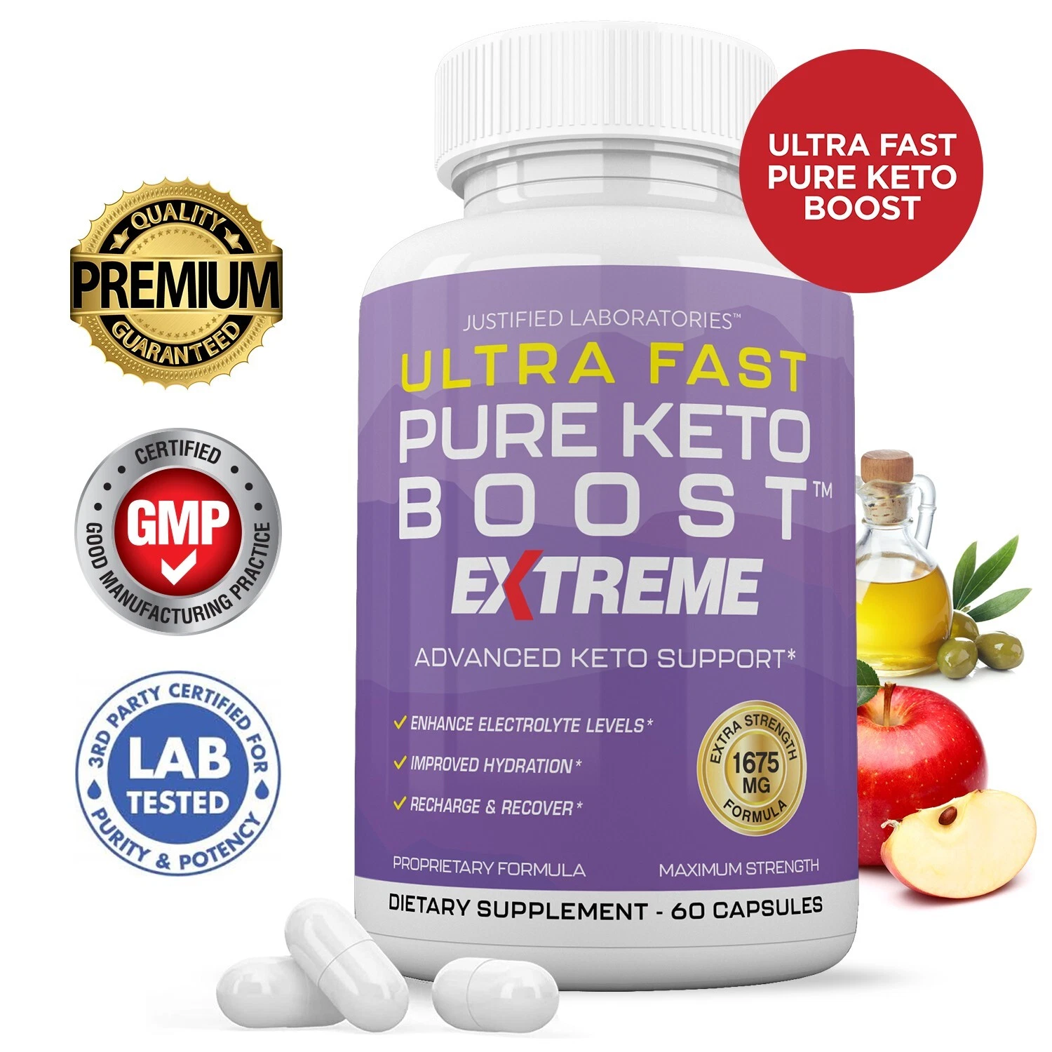Ultra Fast Pure Keto 1500 Keto ACV Pills Extrm 1675MG New Improved Formula 60 Cp