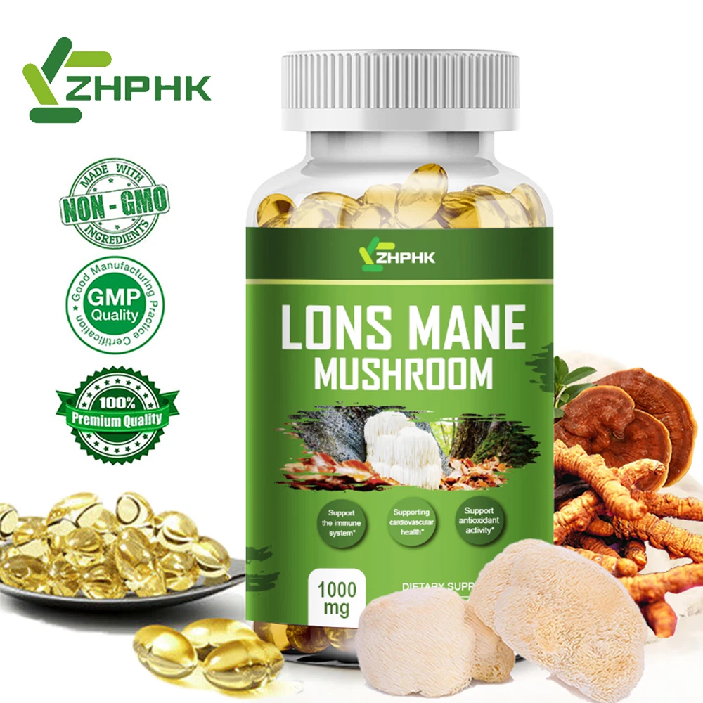 1000Mg Organic Lions Mane Mushroom Nootropic Brain Memory Focus Immune Support