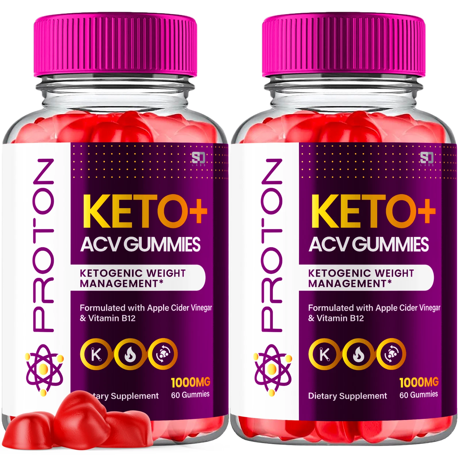 (2 Pack) Proton Keto Gummies, Proton Keto ACV Gummies Weight Loss (120 Gummies)