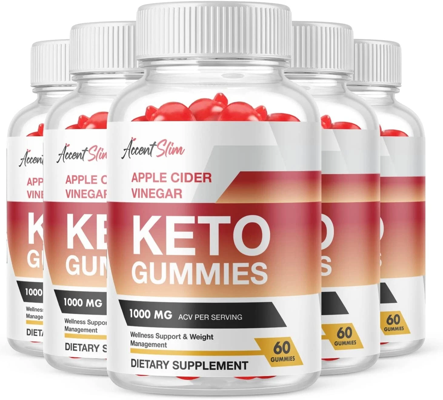 5- Accent Slim Keto ACV Gummies, Vegan, Non GMO, Weight Loss Supplement-300 Gums