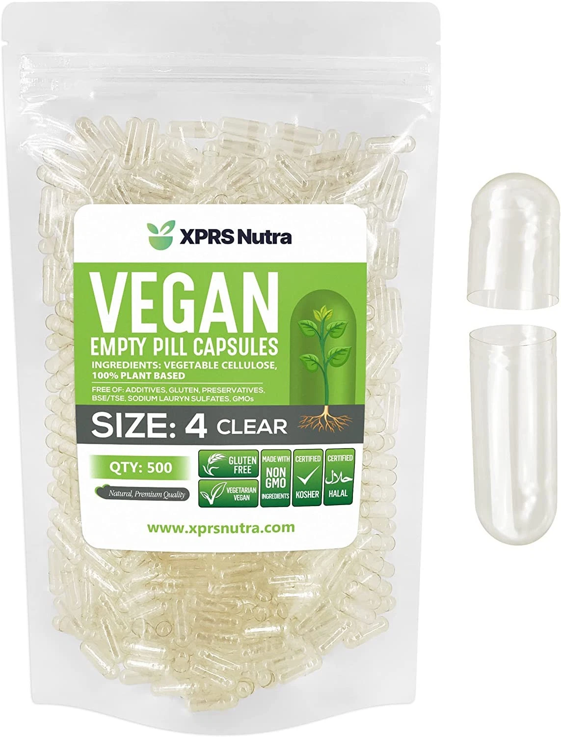 Size 4 Clear Empty Vegan Capsules Kosher Pill Vegetable Veggie Veg Caps