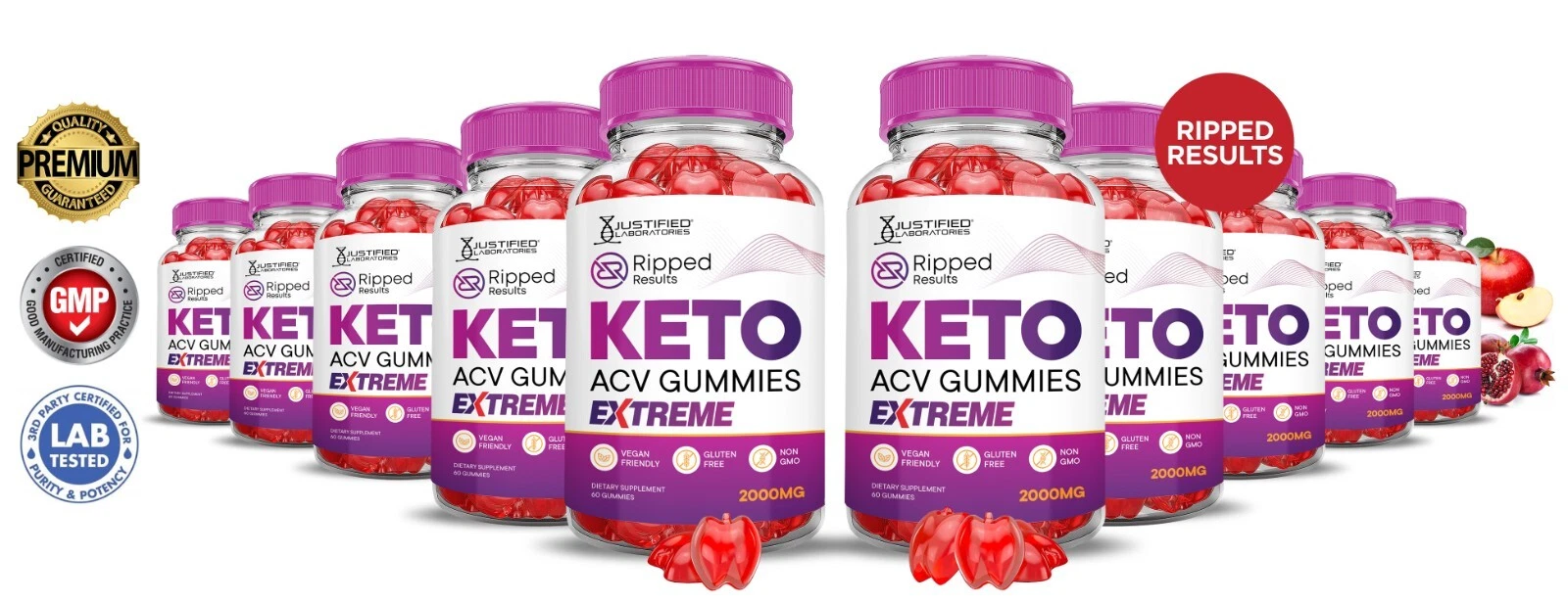 Ripped Results Keto Extreme ACV Gummies 2000MG Apple Cider Vinegar 600 Gummys