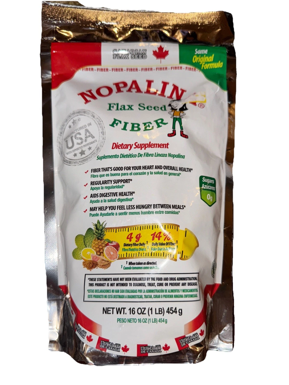 Nopalina Flax Seed Plus Fiber - 16oz Regularity Support BB10/2026 (37 Servings)