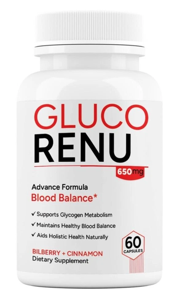 Gluco Renu Blood Sugar Balance Support, Advanced Blood Health Capsules (1 Pack)