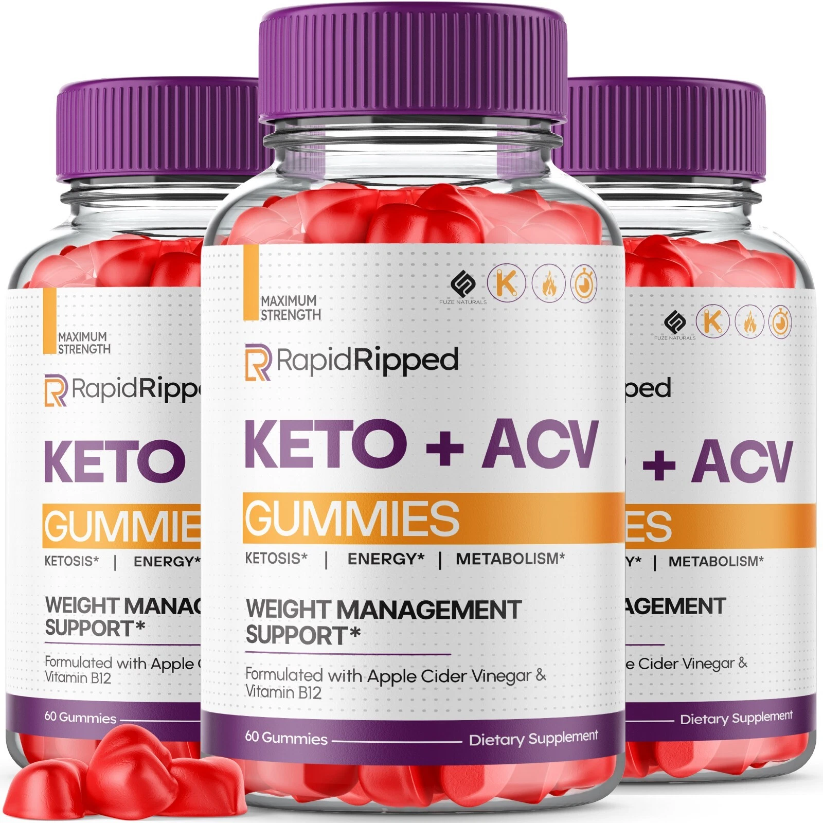 (3 Pack) Rapid Ripped Keto ACV Gummies Advanced Weight Loss Gummy (180 Gummies)