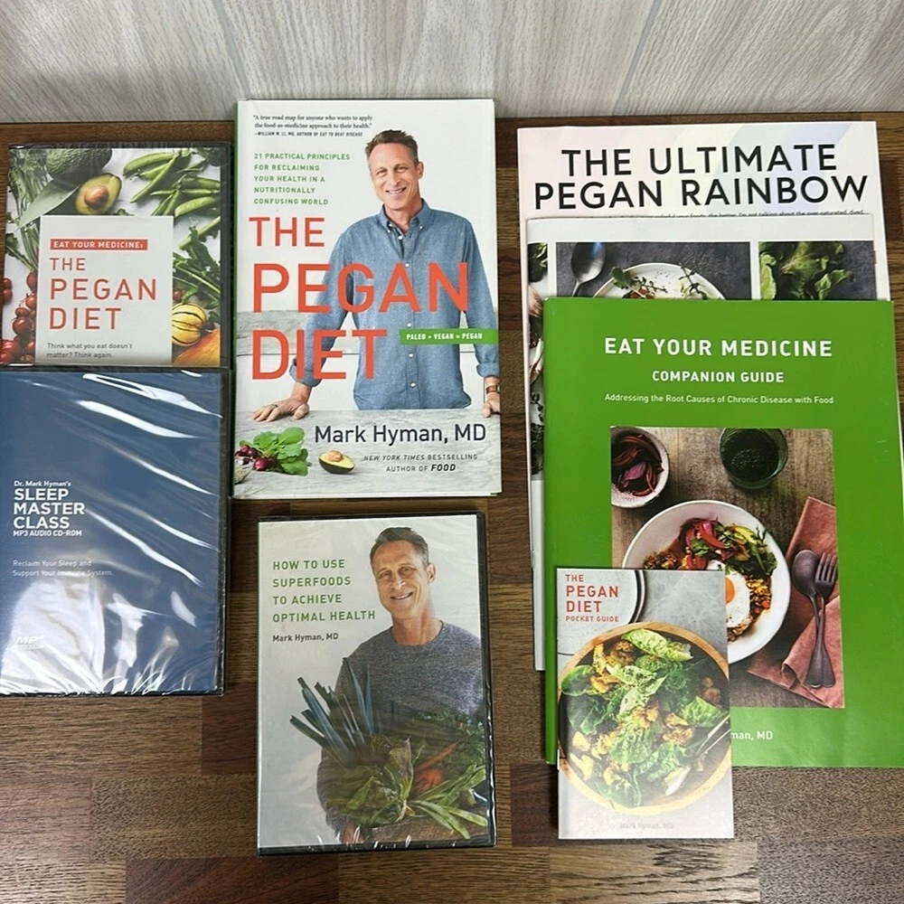 Pegan Diet Dr Mark Hyman Book 3 Booklets 2 DVDs 1 CD Chart Set Kit Starter