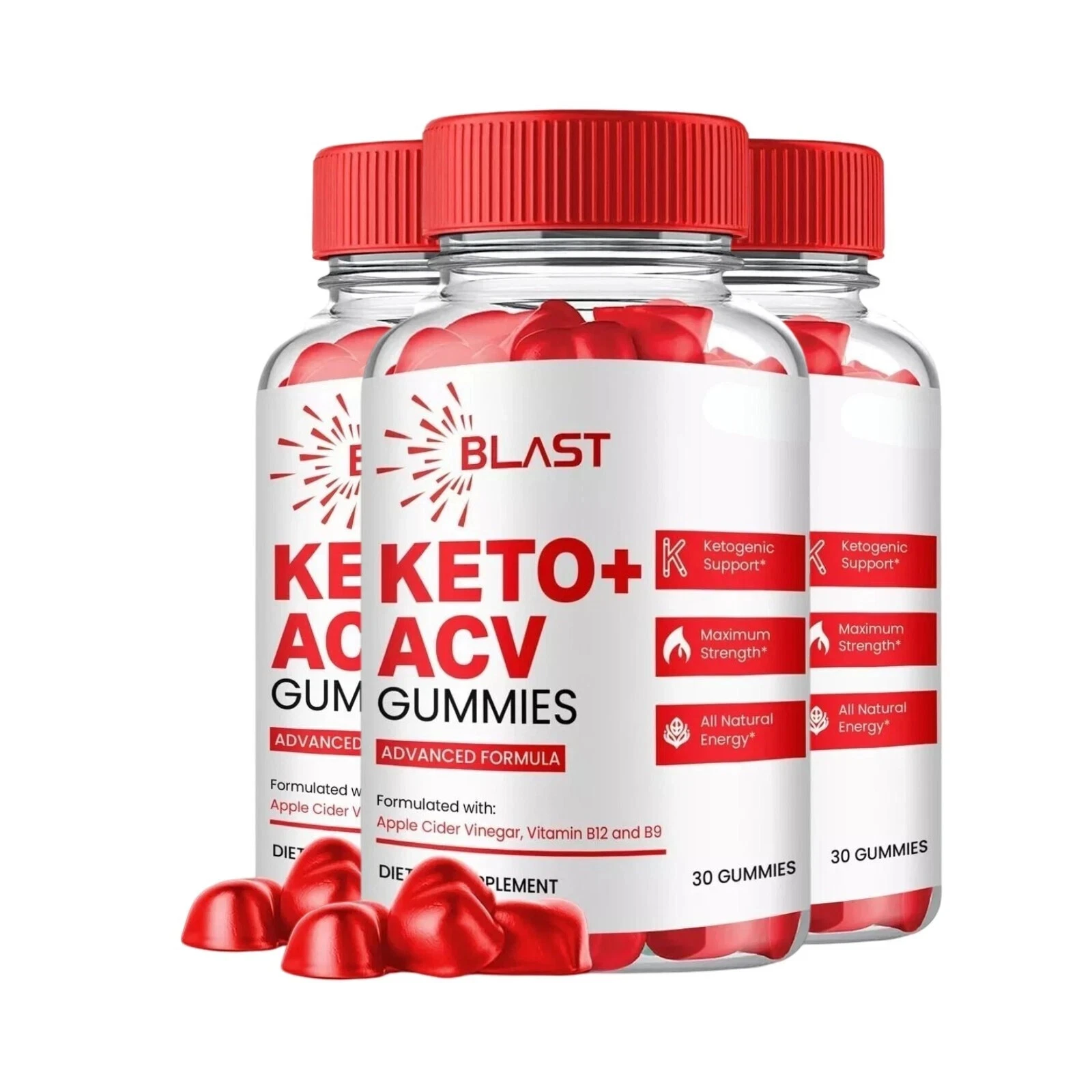 3-Pack Blast Keto ACV Gummies - Blast Keto Gummies for Weight Loss - 180 Gummies
