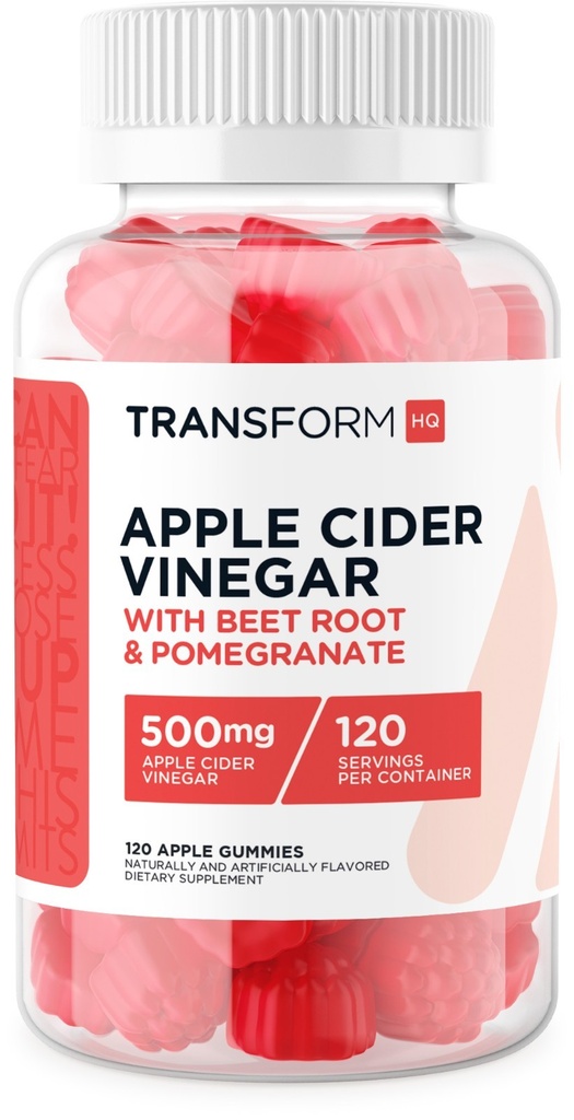 TransformHQ Apple Cider Vinegar Gummies (120 Servings, 500mg Per Serving)