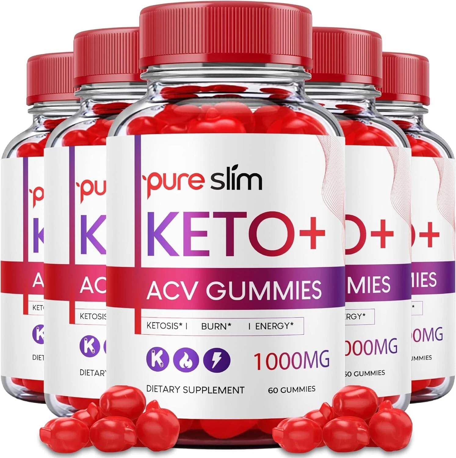 Pure Slim Keto ACV Gummies Weight Loss Dietary Supplement ( 300 Gummies ) 5-Pack