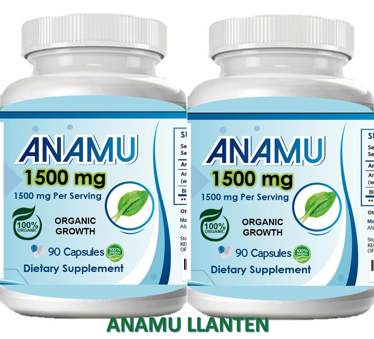 Anamu Llanten 1500mg - 180 capsules Guinea Hen Weed ORGANIC GROWN